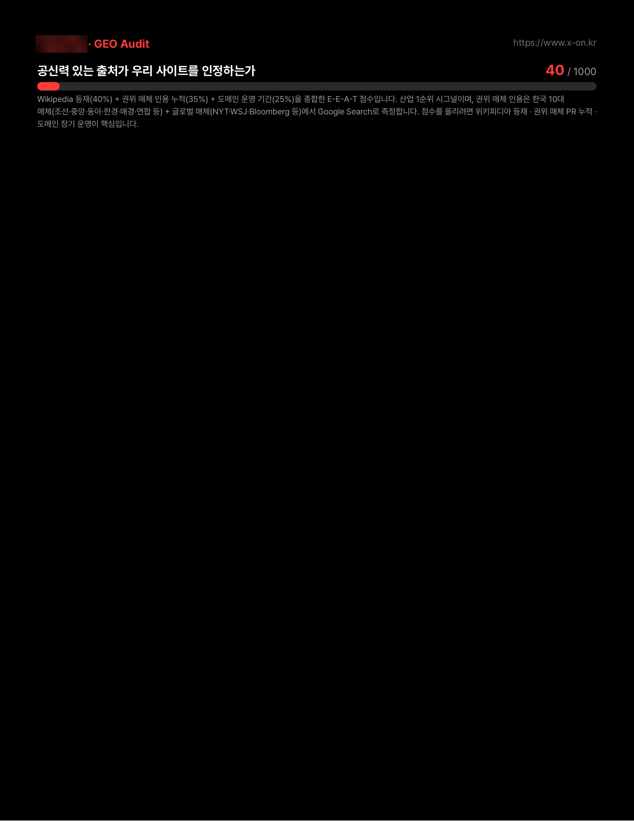 GEO Audit 리포트 샘플 4페이지