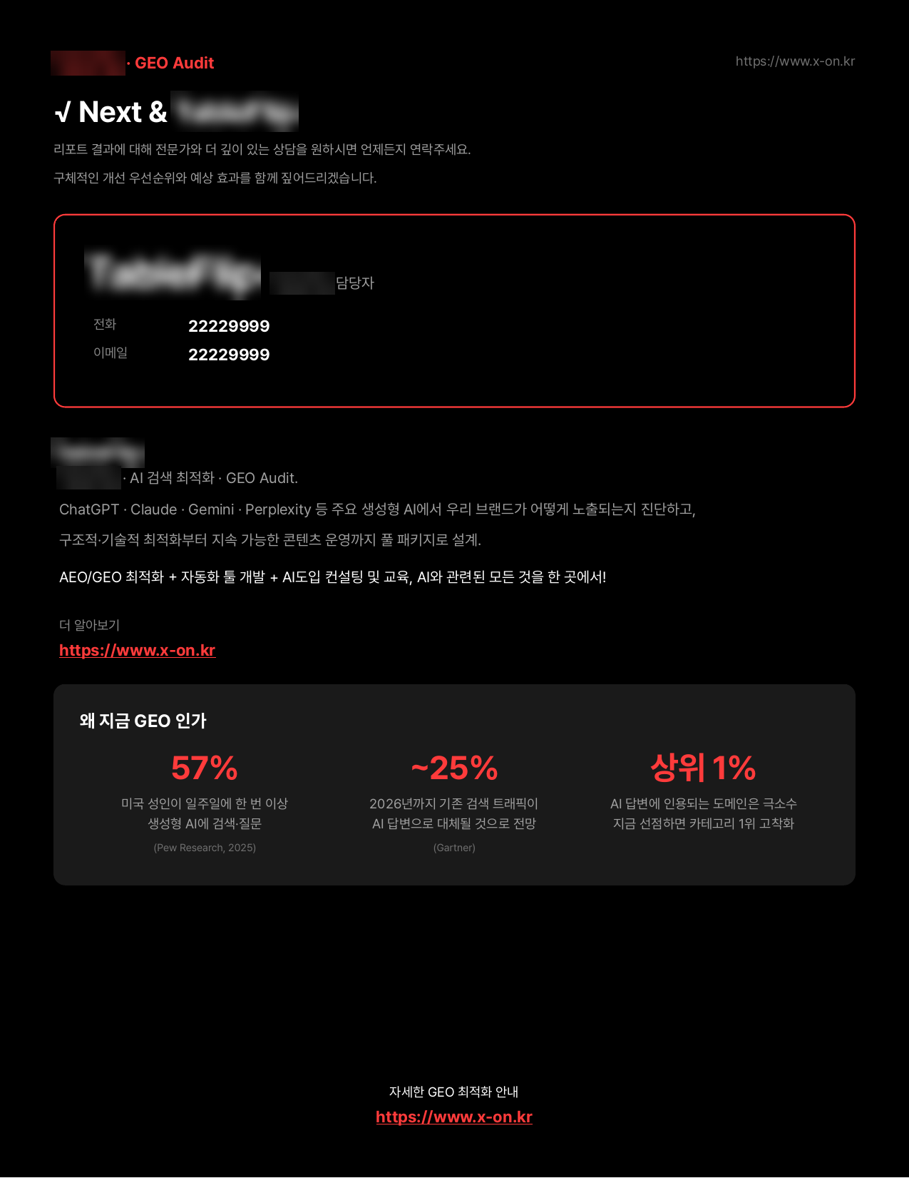 GEO Audit 리포트 샘플 9페이지